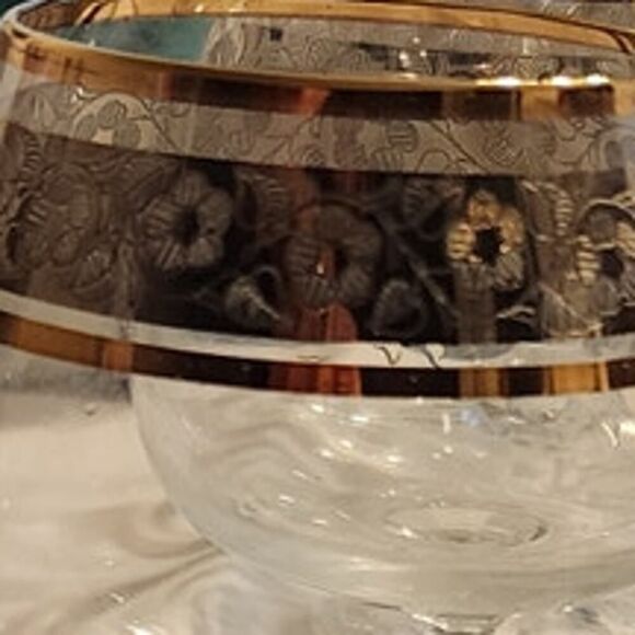 Set Of 8 Cristalline Bohemia Czech Crystalex Glasses Gold Rim 1970s Vintage - Picture 5 of 9